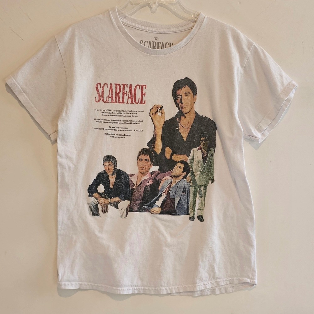 Scarface Movie Graphic T Shirt Tony Montana White Mens Size‎ M